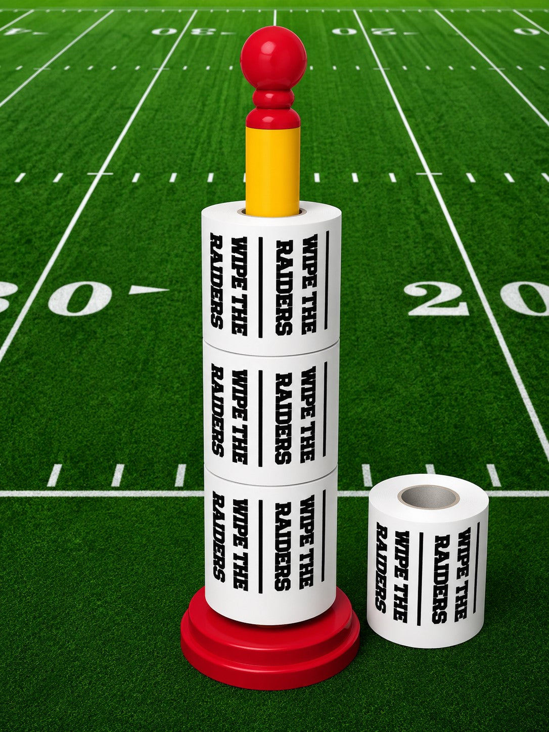 4 individually-wrapped “WIPE THE  RAIDERS” toilet paper.