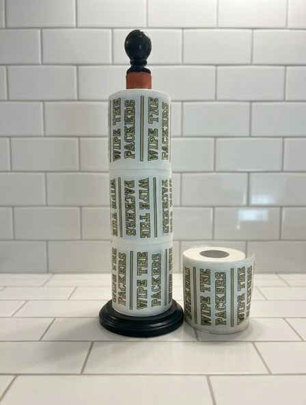 4 individually-wrapped “WIPE THE PACKERS” toilet paper.