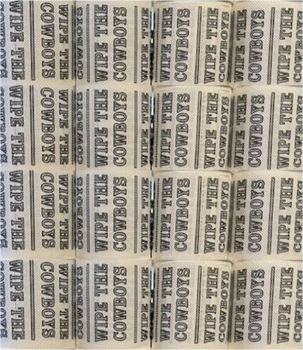 25 individually-wrapped “WIPE THE  COWBOYS” toilet paper.
