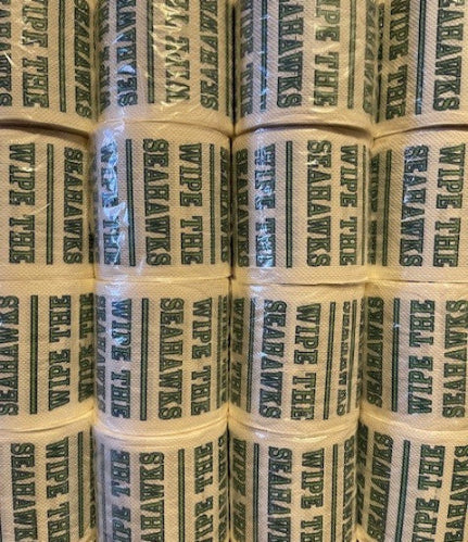 25 individually-wrapped “WIPE THE  SEAHAWKS” toilet paper.