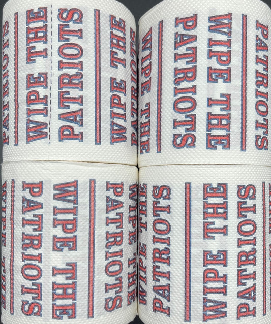 4 individually-wrapped “WIPE THE  PATRIOTS” toilet paper.