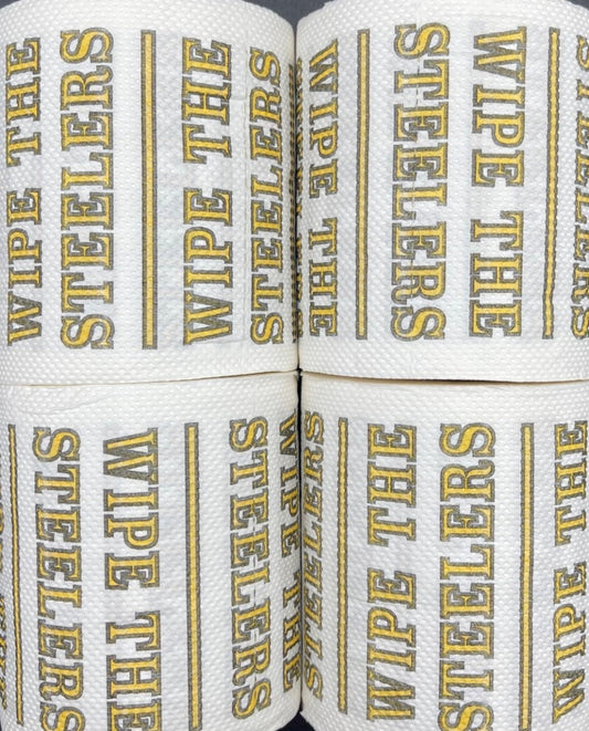 4 individually-wrapped “WIPE THE  STEELERS” toilet paper.